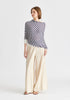 Draped Knit Top in White and Navy Side