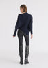 Draped Knitted Jumper in Navy Back