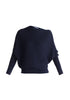 Draped Knitted Jumper in Navy Cut Out