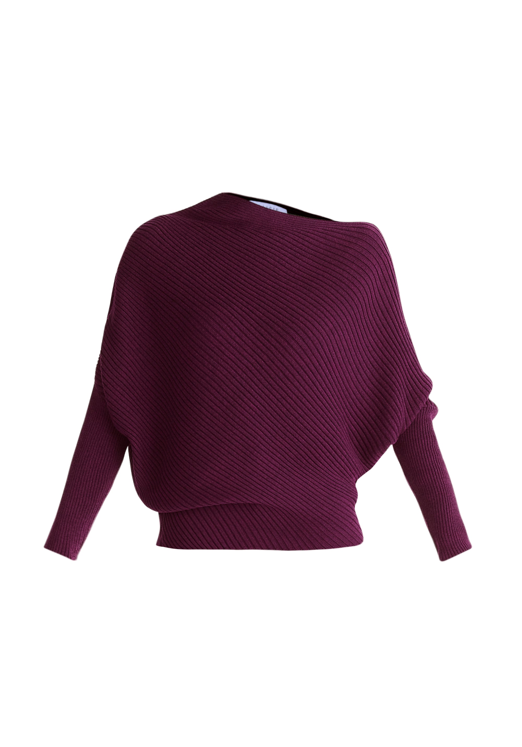 Draped Knitted Jumper in Midnight Plum Cutout