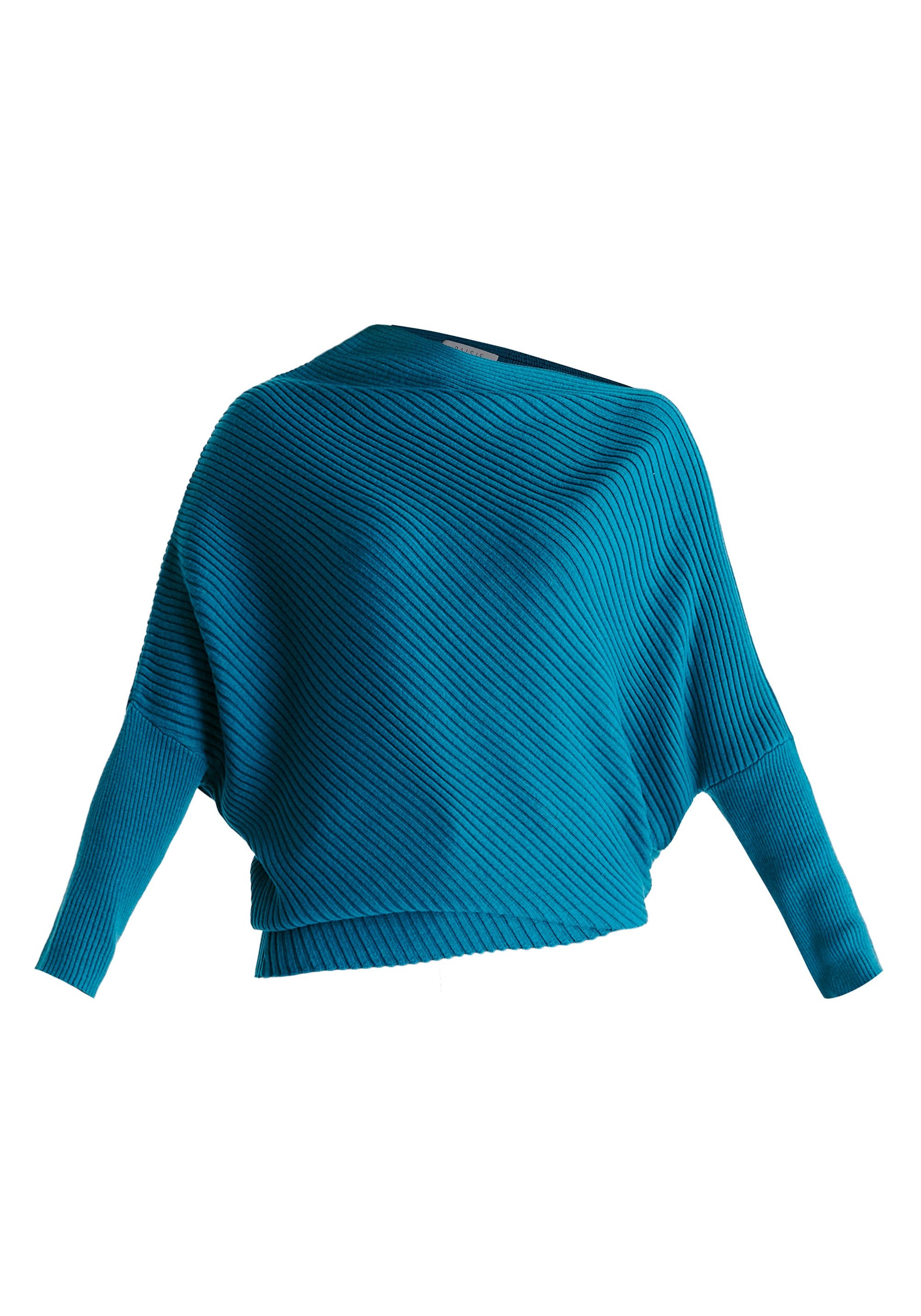 Draped Knitted Jumper in Ocean Blue Cutout