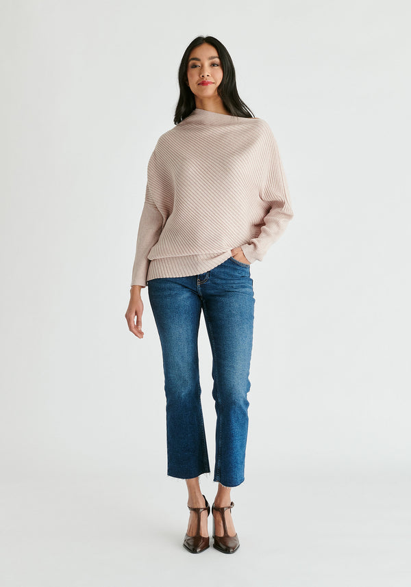 Draped Knitted Jumper in Blush Front
