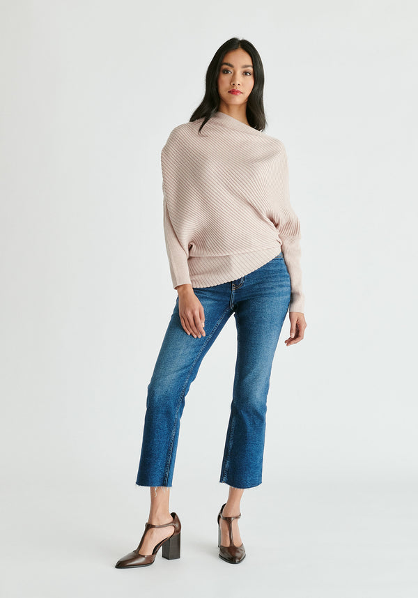 Draped Knitted Jumper in Blush Front