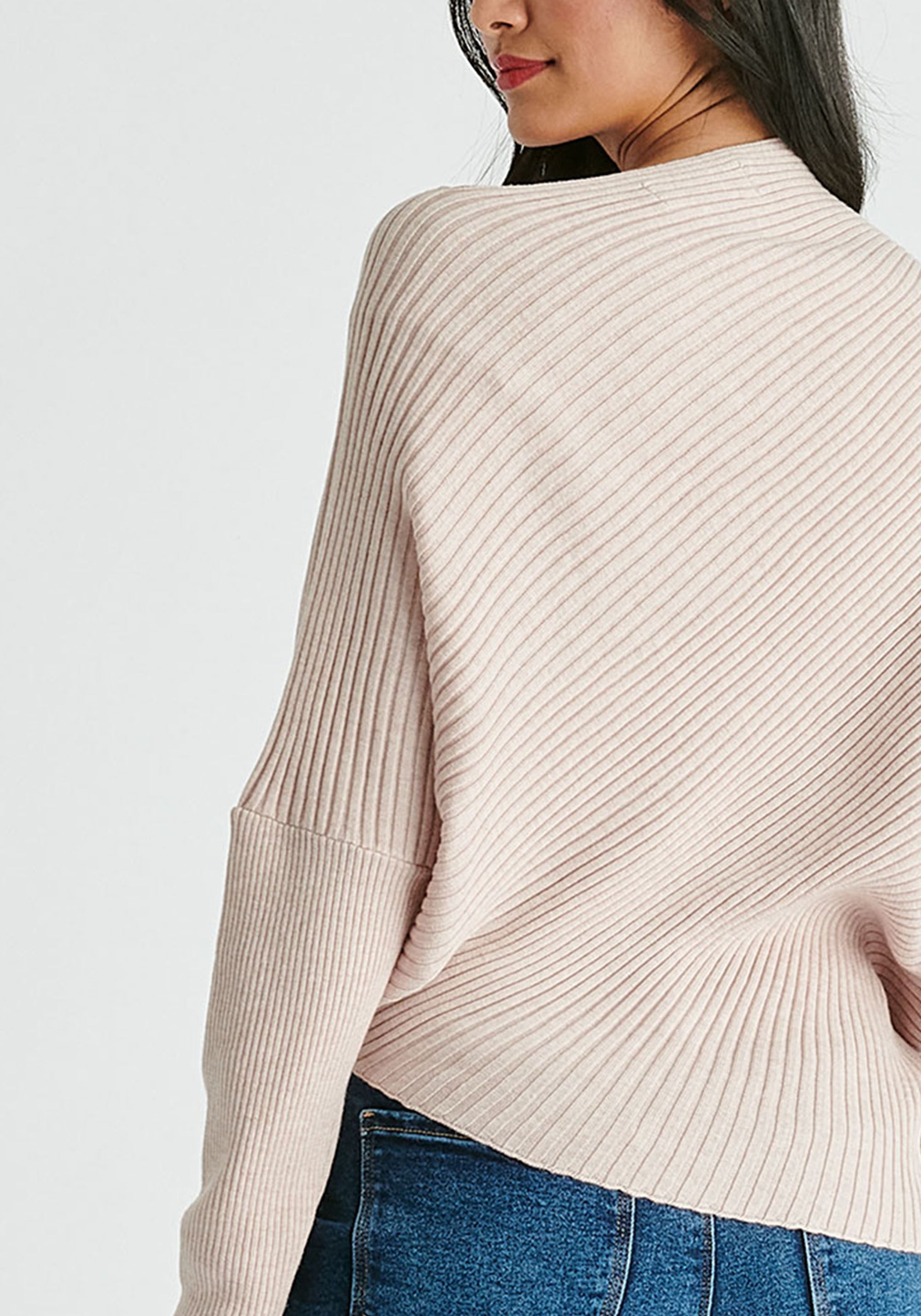 Draped Knitted Jumper in Blush