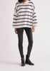 Paisie Striped High Neck Jumper in White and Black