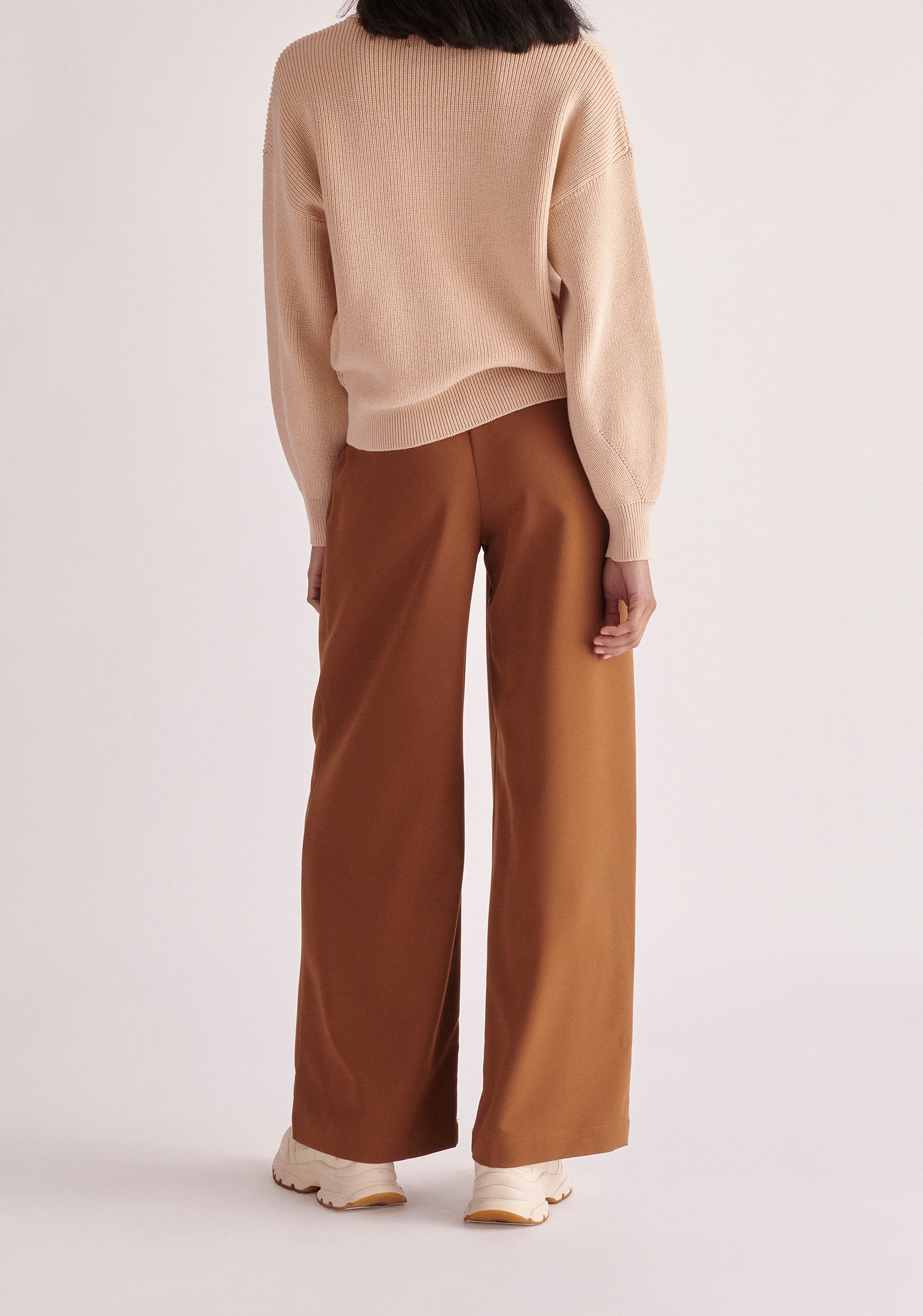 Paisie Knitted Polo Jumper in Oatmeal Back