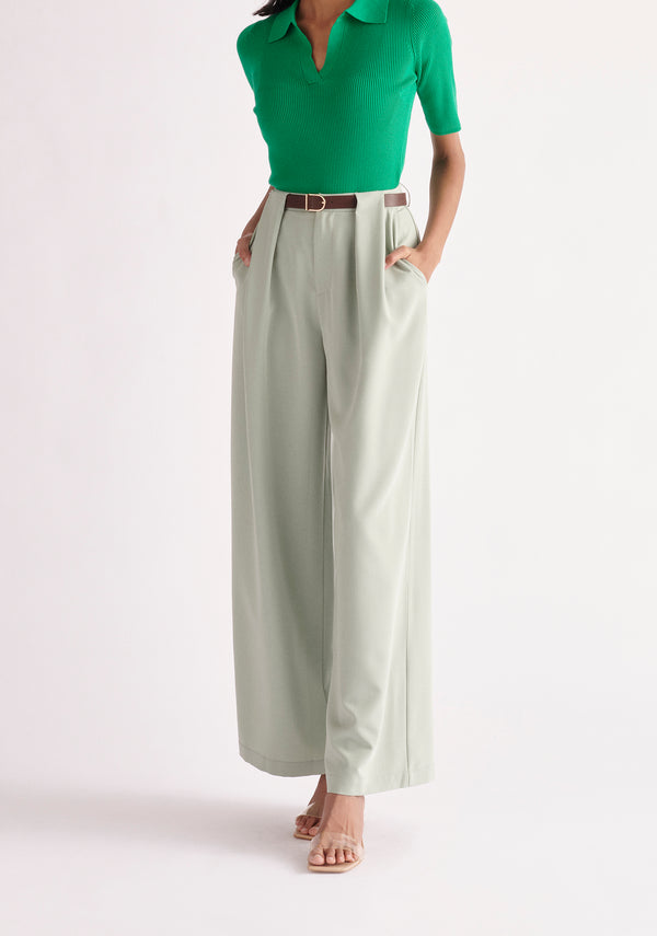 Paisie Short Sleeve Polo Top in Green