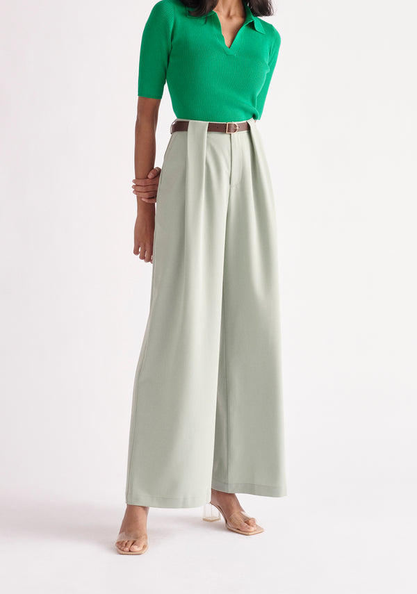 Paisie Short Sleeve Polo Top in Green