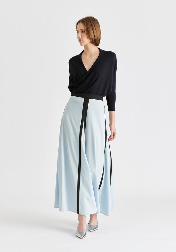 Cropped Sleeve Knit Wrap Top In Navy Front