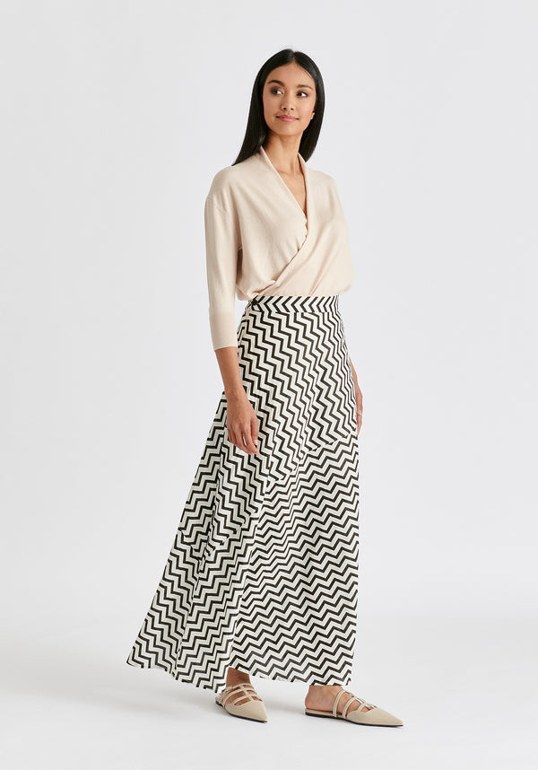 Cropped Sleeve Knit Wrap Top In Beige Side