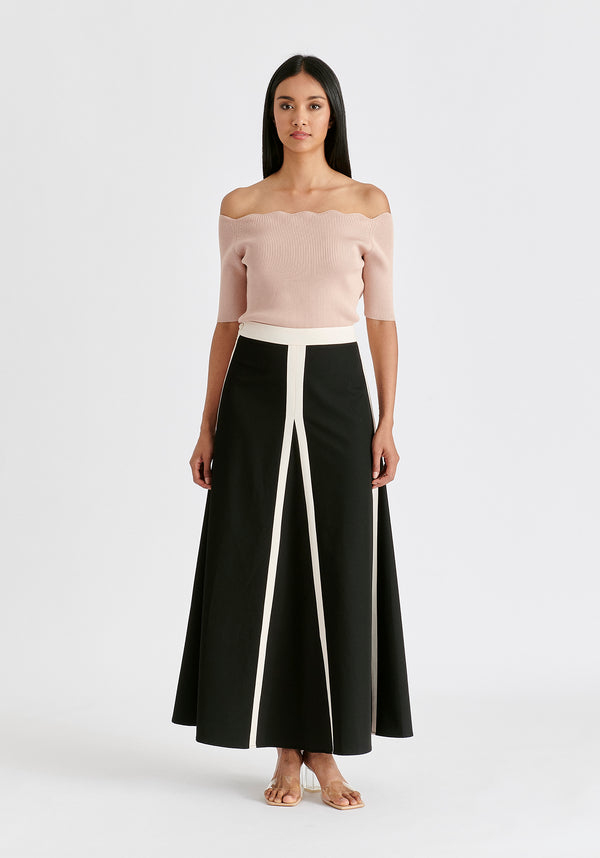 Scallop Neck Knit Top in Pink Front