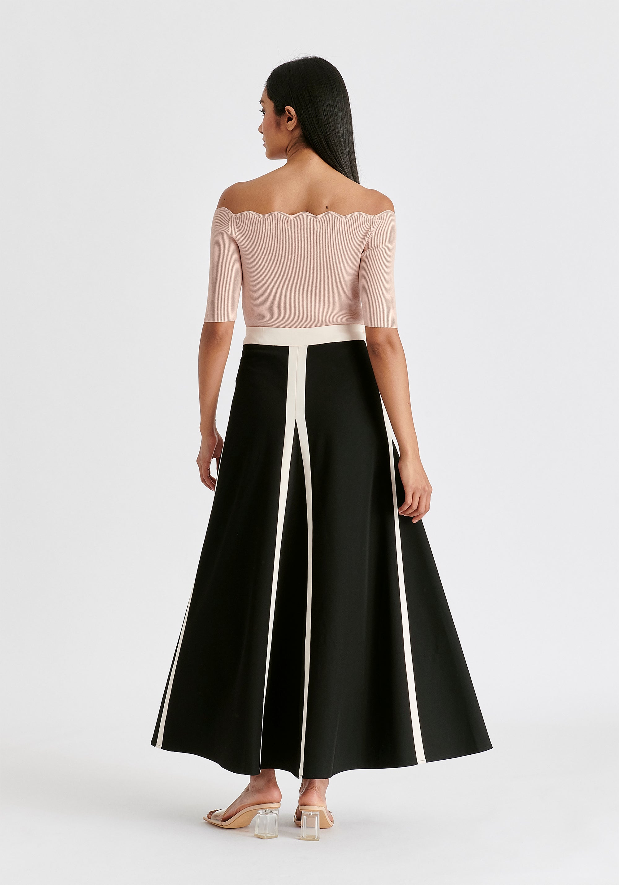 Scallop Neck Knit Top in Pink Back