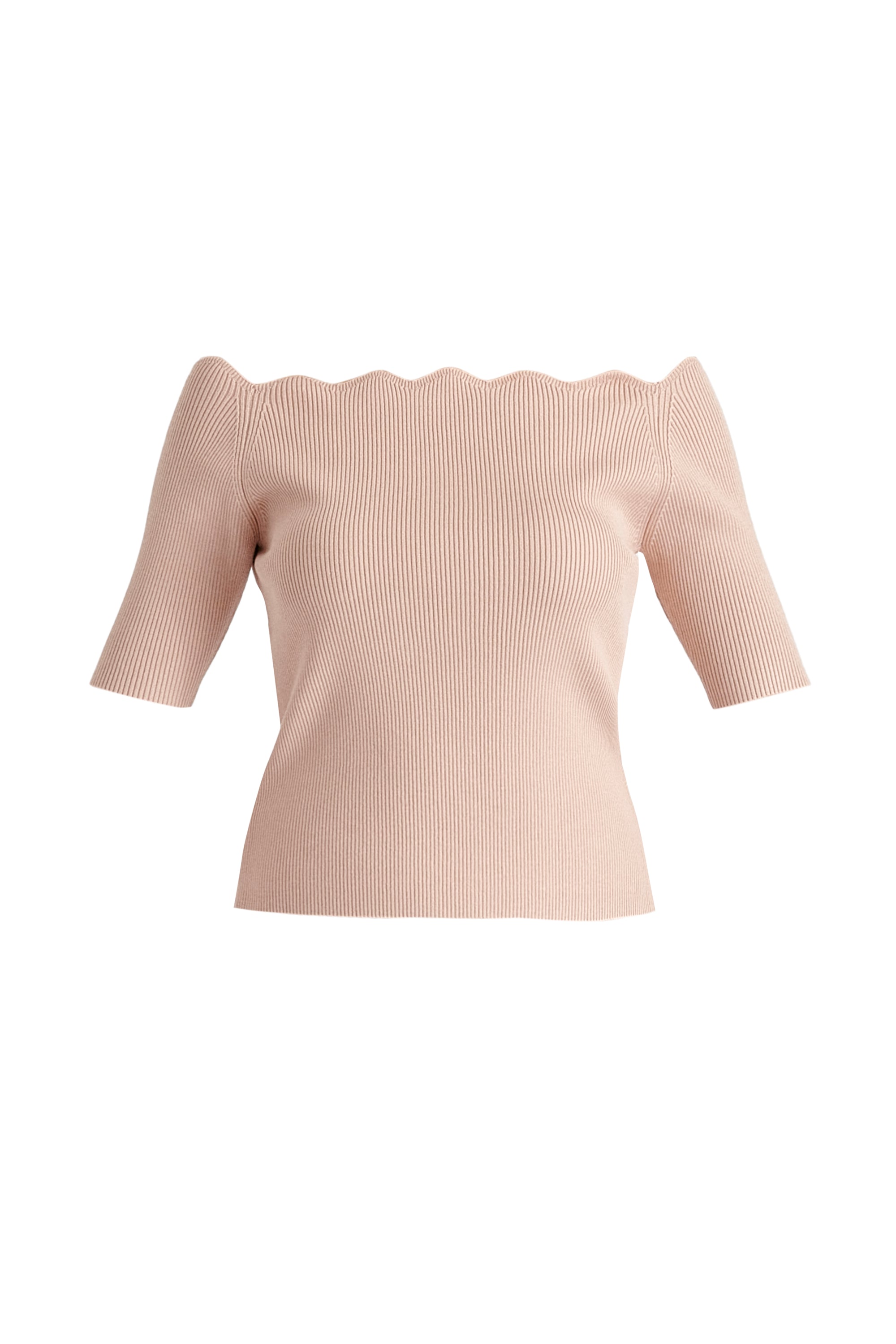 Scallop Neck Knit Top
