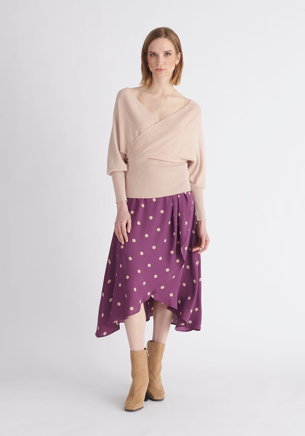Paisie Balloon Sleeve Wrap Top in Blush