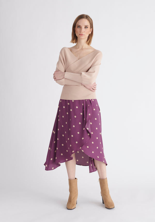 Paisie Balloon Sleeve Wrap Top in Blush