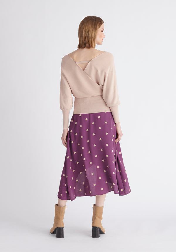 Paisie Balloon Sleeve Wrap Top in Blush Back