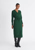 Paisie Knitted Wrap Dress in Green