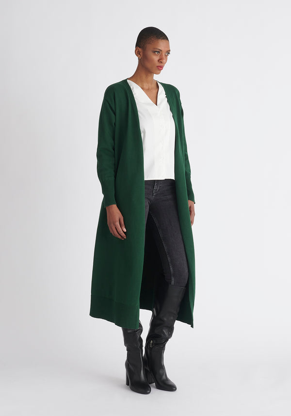 Paisie Knitted Wrap Dress in Green