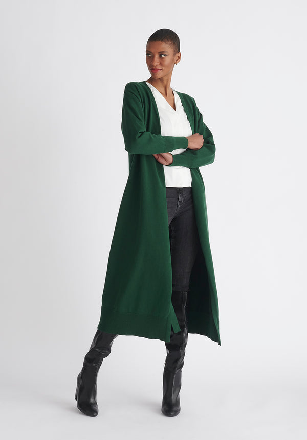 Paisie Knitted Wrap Dress in Green