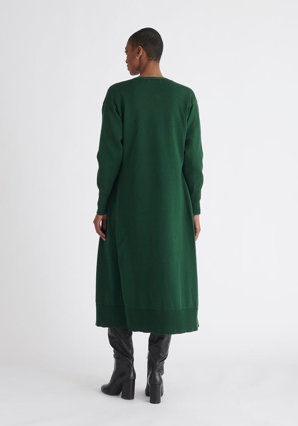 Paisie Knitted Wrap Dress in Green Back