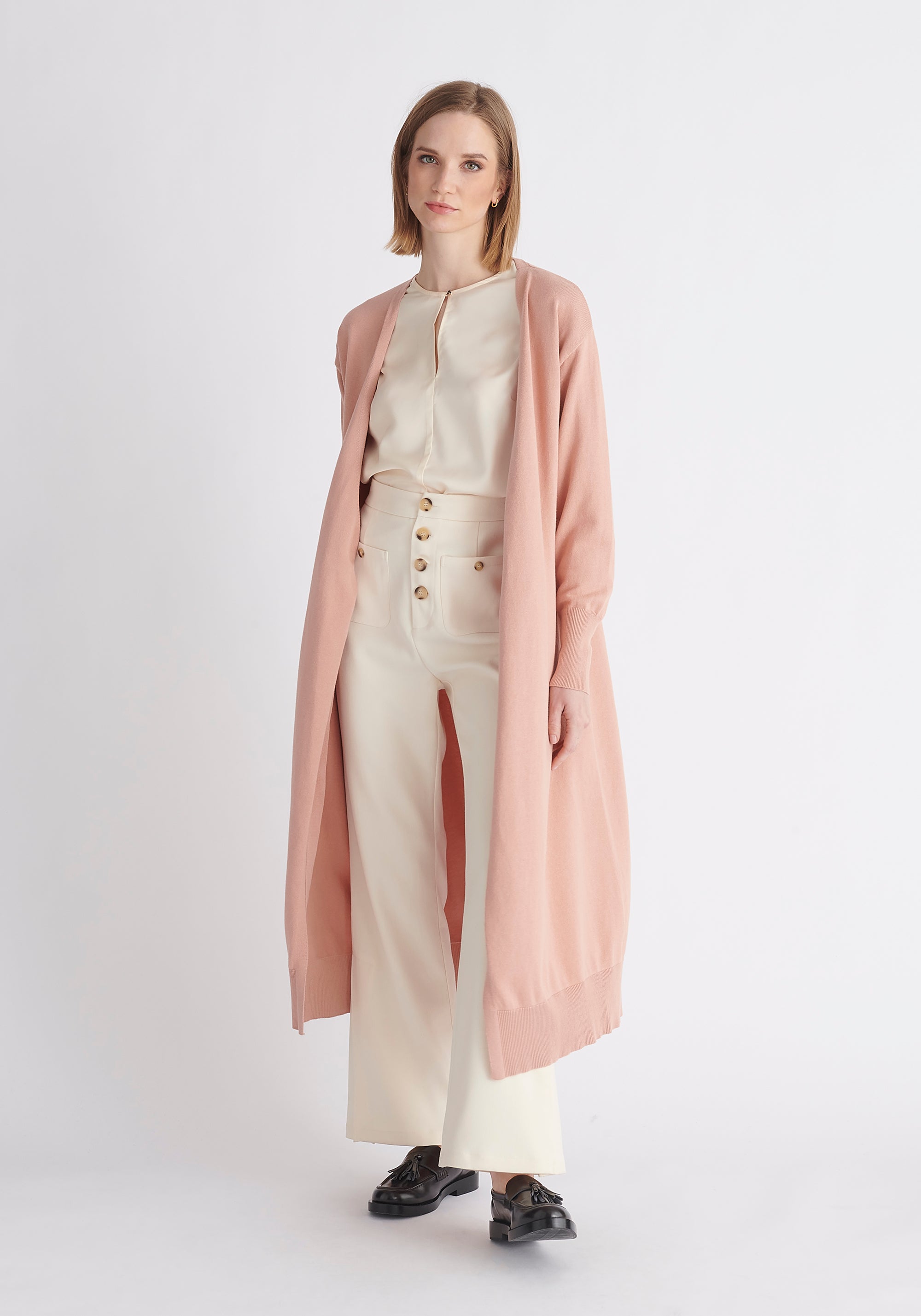 Paisie Knitted Wrap Dress in Pink