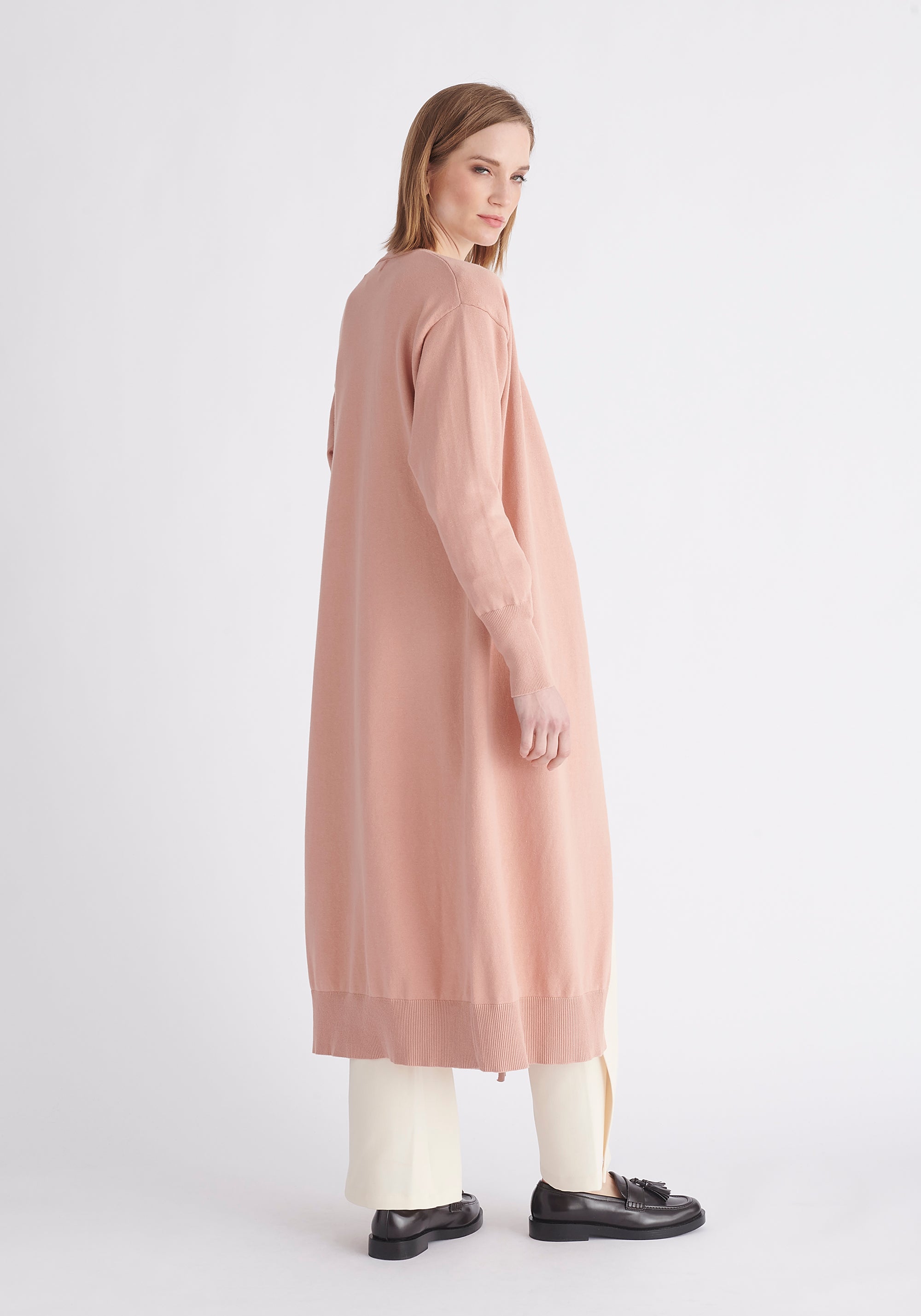 Paisie Knitted Wrap Dress in Pink Back