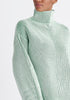 Paisie Striped Balloon Sleeve Jumper in Green Close Up