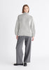 Paisie Striped Balloon Sleeve Jumper in Grey