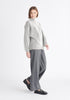 Paisie Striped Balloon Sleeve Jumper in Grey Side