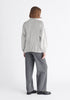 Paisie Striped Balloon Sleeve Jumper in Grey Back