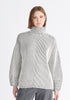 Paisie Striped Balloon Sleeve Jumper in Grey