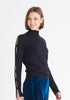 Paisie Knitted Cut Out Sleeve Top in Navy