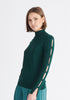 Paisie Knitted Cut Out Sleeve Top in Dark Green