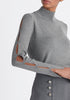 Paisie Knitted Cut Out Sleeve Top in Grey Close Up