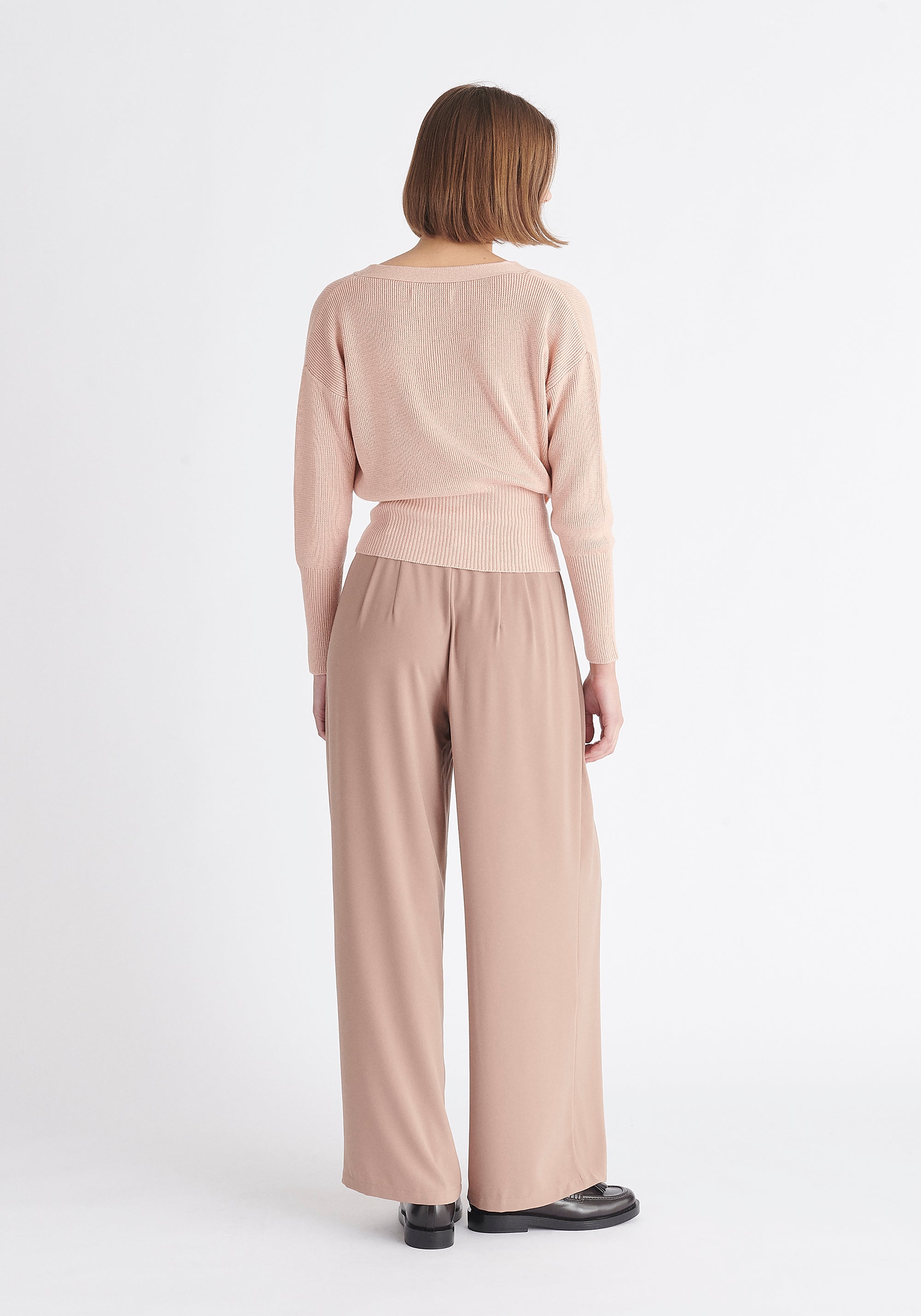 Paisie Button Knitted Wrap Top in Pink Back
