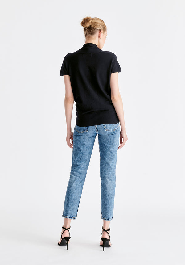 Cap Sleeve Wrap Top in Black Back