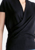 Cap Sleeve Wrap Top in Black Close Up