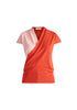 Cap Sleeve Wrap Top in Pink and Red Cut Out