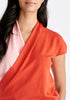 Cap Sleeve Wrap Top in Pink and Red Close Up