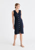 Pointelle Knitted Dress in Navy