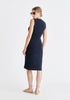 Pointelle Knitted Dress in Navy Back