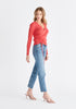 Ribbed Drawstring Top in Strawberry Red Side