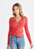 Ribbed Drawstring Top in Strawberry Red