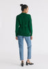 Open Front Mock Neck Wrap Jumper in Green Back