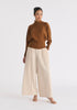 Mock Neck Batwing Jumper with Ruched Cuffs in Brown