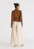 Mock Neck Batwing Jumper with Ruched Cuffs in Brown Back