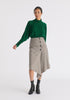 Mock Neck Batwing Jumper with Ruched Cuffs in Green