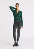 Long Sleeve Knitted Button Wrap Top Front