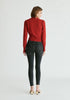Long Sleeve Knitted Button Wrap Top in Burgundy Back
