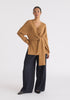 Wrap Side Tie Knit Jumper in Camel